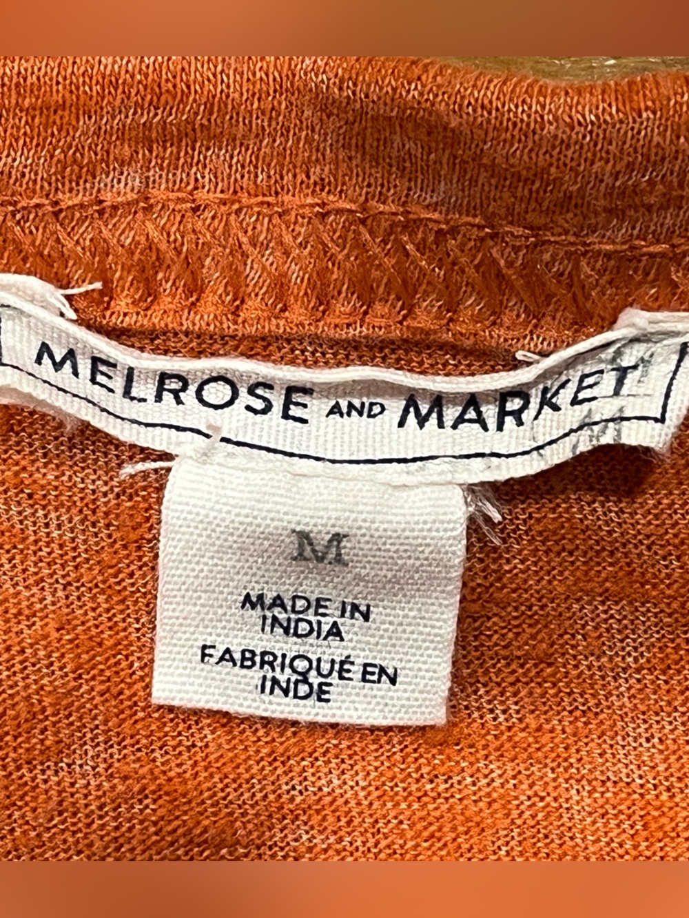 Melrose and Market Heathered Orange Knit V-Neck Top EUC - Picture 3 of 5